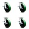 Service Caster 8 Inch Kingpinless Green Poly on Steel Wheel Swivel Caster Set with Brakes SCC SCC-KP30S820-PUR-GB-SLB-4 - alternate 1